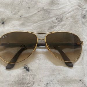 Ray Ban 8313 Brown Gold Aviator Sunglasses